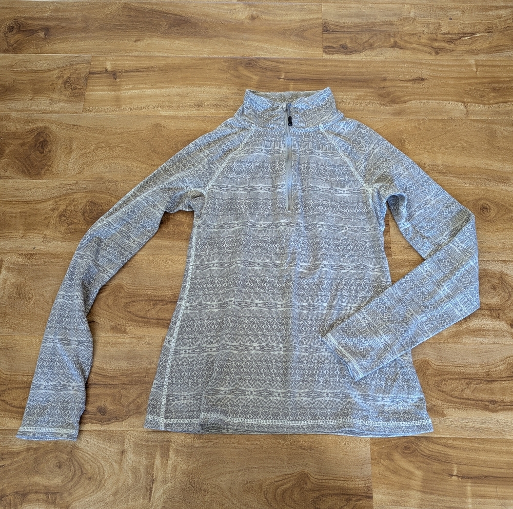 Eddie Bauer Cotton Quarter Zip Fair Isle Long Sleeve Shirt Women's Size M